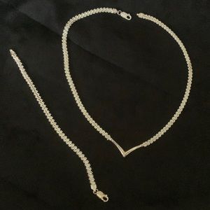 Sterling Silver 925, necklace/bracelet set, 16” and 7.5